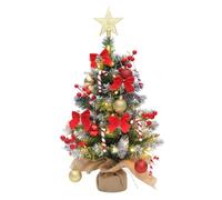 Árbol de Navidad Artificial Pequeño 60cm, Mini Árbol Navideño Realista | Arbolito de Navidad Pequeño de Mesa con Copa del áRbol Piñas Bolas Bastón de Adornos