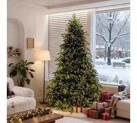 Árbol de Navidad Artificial Preiluminado, Abeto con Bisagras, con 1450-11750 Puntas y 400-2000 Luces, Ramas Automáticas con Control Remoto(180cm/6ft)