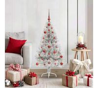 Árbol de Navidad artificial preiluminado de 120 cm con luces LED blancas cálidas, 8 modos, para interior y exterior, incluye decoración