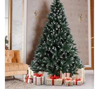 Árbol de Navidad Artificial Premium Pin Diamante con Nieve Artificial Árbol de Navidad Aguja de pino gruesa, efecto realista, montaje fácil, PVC, base metálica, 2,1 m (950 cabezas) - Spray blanco