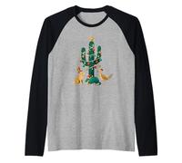 Árbol de Navidad Cactus South Texas New Mexico Xmas Camiseta Manga Raglan