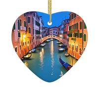 Árbol de Navidad colgante de cerámica colgante amor HJFCZH Venecia noche imagen agujeros cuidadosamente perforados cuerda de metal