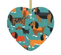 Árbol de Navidad colgante de cerámica colgante de amor HJFCZH lindo perro salchicha imagen agujeros cuidadosamente perforados cuerda de metal