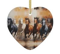 Árbol de Navidad colgante de cerámica colgante de amor WHJSSF caballos corriendo arte patrón agujeros cuidadosamente perforados cuerda de metal