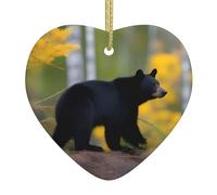 Árbol de Navidad colgante de cerámica colgante de amor WHJSSF rge y pequeños osos negros patrón agujeros cuidadosamente perforados cuerda de metal