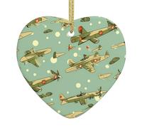 Árbol de Navidad colgante de cerámica con diseño de avión de guerra HJFCZH con agujeros cuidadosamente perforados, cuerda de metal