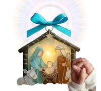 Árbol De Navidad con De Belén - 2D Plano Artístico Religioso - Decoración de Escritorio con Nacimiento en Acrílico,para Dormitorio Estantería Estudio Mesilla de Noche y