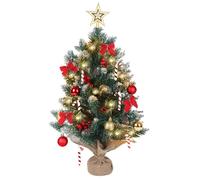 Árbol de Navidad con iluminación 60 cm, árboles de Navidad artificiales decorados, mini árbol de Navidad, cadena de luces de abeto con bola de Navidad, punta de piña de pino, decoración navideña (B)
