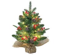 Árbol de Navidad con iluminación 60 cm, Árboles de Navidad artificiales decorados, Mini árbol de Navidad, Cadena de luces de pino con bola de Navidad, punta de piña de árbol de Navidad, decoración