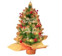 Árbol de Navidad con iluminación de 60 cm, árboles de Navidad artificiales decorados, mini árbol de Navidad, cadena de luces de abeto con bola de Navidad, punta de piña de pino, decoración navideña (A
