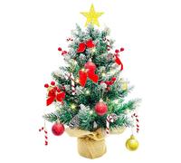 Arbol de Navidad con Luces LED, Arbol Navidad Plegable 60cm, árbol de Navidad, Decoracion de Mesa árboles, Decoración Navideñas Interior DIY Originales con Copa del árbol Piñas Bolas Bastón de Adornos