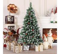 Árbol de Navidad con pie de 240 cm - Decoración navideña - Spray PVC blanco, pino rojo