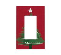 Árbol de Navidad con una estrella encendida para interruptor de luz roja, placa frontal, cubierta de placa frontal, 1 banda, decoración de receptáculo para el hogar, cocina, habitación, baño