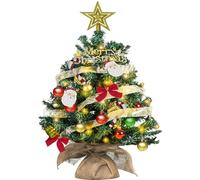 Árbol de Navidad de 60 cm, con iluminación LED, pequeño, mesa de árbol de Navidad con piñas, para Navidad, decoración de mesa, escaparate de oficina