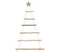Árbol de Navidad de Escalera de Madera con Topper de Estrella 36x21in Hanging Christmas Árbol 7 Capa Triangular DIY Pared amigable, sin Adornos, Estilo 2 Colgando