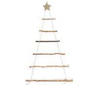 Árbol de Navidad de Escalera de Madera con Topper de Estrella 36x21in Hanging Christmas Árbol 7 Capa Triangular DIY Pared amigable, sin Adornos, Estilo 2, Madera