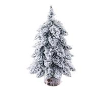 Árbol de Navidad de felpa flocada de 17.5 pulgadas, hipoalergénico, mini decoración de escritorio con puntas de nieve, flexible y empolvado para ramas de oficina/coche