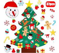 Árbol de Navidad de fieltro, 100 cm, para niños, decoración de fieltro, juego de Navidad con 36 adornos extraíbles, decoración para puerta de casa, pared, regalo de Navidad