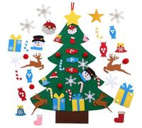 Árbol de Navidad de fieltro con muñeco de nieve de fieltro, 102cm DIY Set de manualidades para niños de Navidad Árbol de Navidad con 26 piezas de adornos desmontables Decoración colgante para la