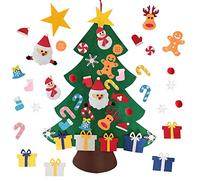 Árbol de Navidad de fieltro para niños, 102 cm, árbol de Navidad de fieltro con 25 adornos extraíbles, decoración para colgar en la pared de Año Nuevo