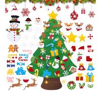 Árbol de Navidad de fieltro para niños, 102 cm, para colgar en la pared, 40 unidades, calendario de Adviento, adornos de Papá Noel, manualidades de Navidad