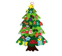 Árbol de Navidad de fieltro para niños, 32 adornos extraíbles, decoración de Navidad para paredes de puertas