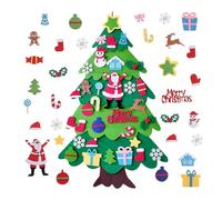 Árbol de Navidad de Fieltro para niños, Kit de árbol de Navidad de Fieltro DIY con 32 Adornos Colgantes Desmontables, para Decorar la Puerta o la Pared de casa, niños.