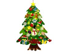 Árbol de Navidad de Fieltro para niños pequeños con 32 Adornos Desmontables, Kit de Manualidades navideñas de Fieltro para Colgar en la Pared de 1m, decoración del hogar