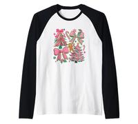 Árbol de Navidad de Jengibre Joy Bastón de Caramelo Camiseta Manga Raglan