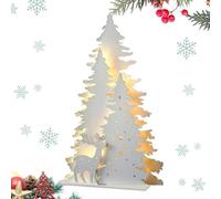 Árbol de Navidad de madera,Árbol de Navidad en miniatura de madera, Estatua de árbol de Navidad iluminada de madera de decoración navideña, Pequeña figura de árbol de Navidad de madera iluminada para