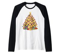 Árbol de Navidad de pájaro jilguero Camiseta Manga Raglan
