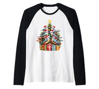 Árbol de Navidad de pájaro trepador Camiseta Manga Raglan