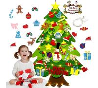 Árbol de Navidad de pared de fieltro para hacer uno mismo con luz y adorno para niños pequeños, set de manualidades para niños, decoración de Año Nuevo/Navidad (Feliz Navidad)