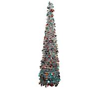 Árbol de Navidad desplegable Plateado de 5 pies, árbol de Navidad de oropel Artificial de Color para decoración del hogar, Fiestas de Vacaciones en Interiores, WOKEISE