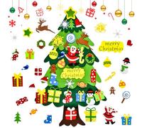 Árbol De Navidad En Fieltro para Niños, 3.28Ft, con 27 Ornamentos Desmontables, Decoración para Paredes Y Puertas del Hogar