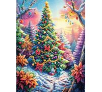 Árbol de Navidad en la Nieve Rompecabezas 300 Piezas Cartón para Parejas Cuentos de Hadas de Animales y Plantas Actividad Tiempo Libre Terapia Relajación Decoración Salón Regalo Sorpresa 300 PCS