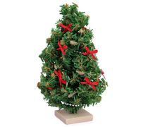 Árbol de Navidad en Miniatura con Luces Escala 1/12 Mini árbol de Navidad Realista con Base de Madera para casa de muñecas Mini pequeño con Luces