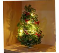 Árbol de Navidad en Miniatura con Luces, Escala 1/12, Mini árbol de Navidad Realista con Base de Madera para casa de muñecas, decoración del hogar