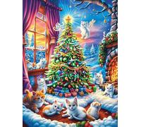 Árbol de Navidad en una habitación acogedora Puzzle 500 Piezas Desafío Impossible Extremo Cuento de hadas acompañante con animales Rompecabezas Para Adultos Aliviar Estrés Decoración Hogar 3D Maquetas