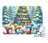 Árbol de Navidad Festivo Pingüinos Puzzle de 1000 Piezas Puzzle para Adultos Escenario Invernal Regalo Familiar Decoración Hogar 70x50cm/1000pcs