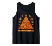 Árbol de Navidad geométrico Rosa Naranja Amarillo Inspirado en Las matemáticas Camiseta sin Mangas