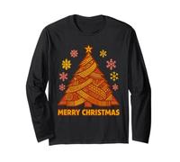 Árbol de Navidad geométrico Rosa Naranja Amarillo Inspirado en Las matemáticas Manga Larga