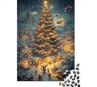 Árbol de Navidad Gigante Rompecabezas de 1000 Piezas Trineos Voladores Papel Reciclado para Adultos y +12 Años Juego Educativo Relajante Idea de Regalo 52x38cm/1000pcs