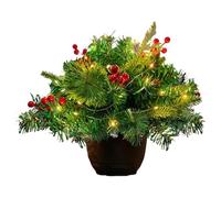 Árbol de Navidad iluminado para exteriores, 15.7 x 17.7 pulgadas, relleno de maceta con estaca de trípode, realista para patio al aire libre, de