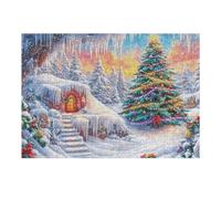 Árbol de Navidad Invierno Nieve Cabaña Cueva de Hielo Exterior Puzzle 300 Piezas para Adultos Divertido Estimulante Y Relajante Ideal para Hobby Y Pasatiempos Diarios 300 PCS（40x28cm）
