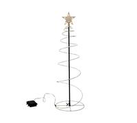 Árbol de Navidad LED en espiral negro para exterior con temporizador - 60 cm - Árbol de Navidad con punta de estrella funciona con pilas - Navidad Adviento jardín iluminación decorativa