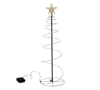 Árbol de Navidad LED en espiral negro para exteriores con temporizador - 60 cm - Árbol de Navidad de metal con punta en forma de estrella, operado por batería - Decoración de jardín para Navidad y