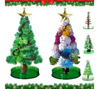 Árbol de Navidad Mágico Creciente FaJoek 2 Unidades de Mini Árbol de Navidad, Mini Árbol de Navidad Artificial, Navidad Mágico Que Crece, Árbol de Papel Mágico, Juego de Cría de Cristal para Niños