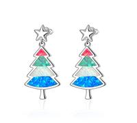Árbol de Navidad Multicolor Ópalo Mujeres Gemas Joyería Stud s