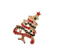 Árbol de Navidad, muñeco de nieve, pin de solapa, accesorio de aleación con detalles de cristal, atuendo festivo, joyería para eventos festivos, joyería única para festivales, talla única, como se